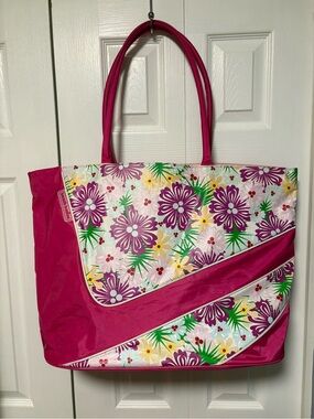 Beach Basics Large Pink Floral Tote Bag